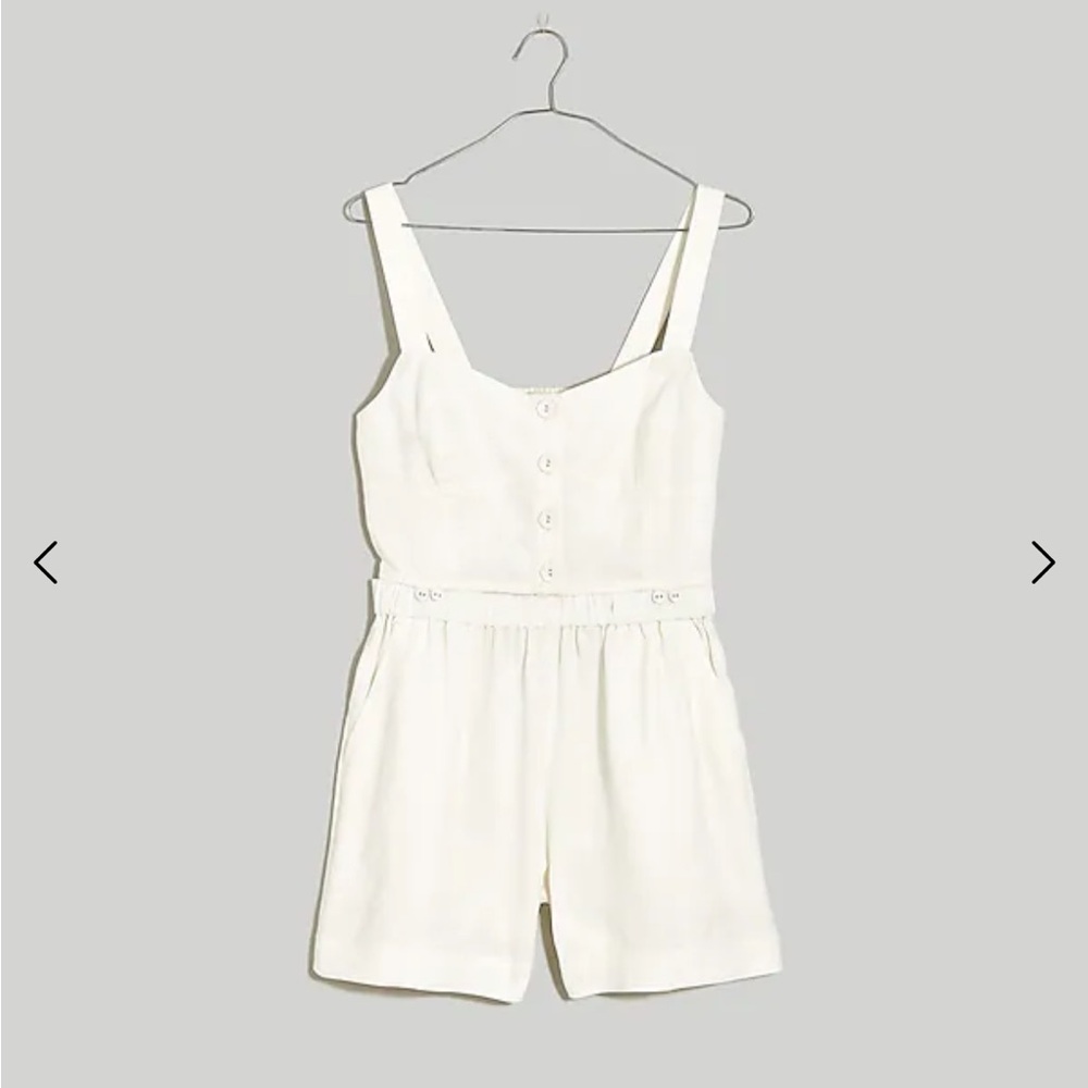 Madewell cream modular linen top shorts set